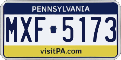 PA license plate MXF5173