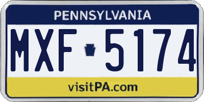PA license plate MXF5174