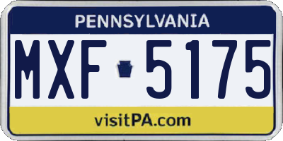 PA license plate MXF5175