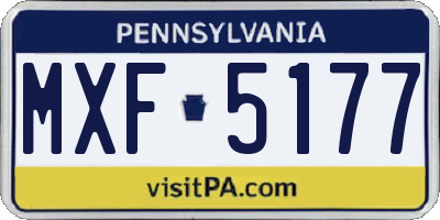 PA license plate MXF5177