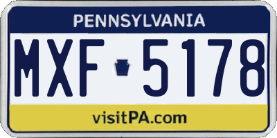 PA license plate MXF5178