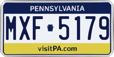 PA license plate MXF5179