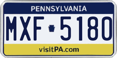 PA license plate MXF5180