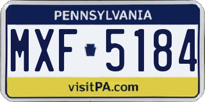 PA license plate MXF5184