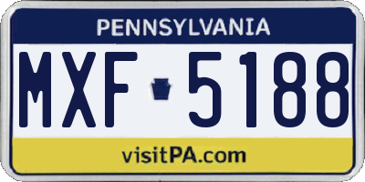 PA license plate MXF5188