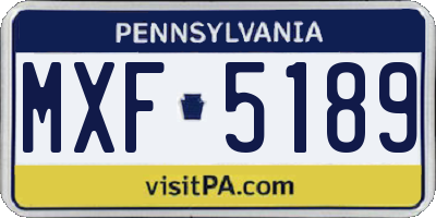 PA license plate MXF5189
