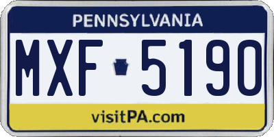 PA license plate MXF5190