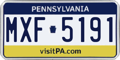 PA license plate MXF5191