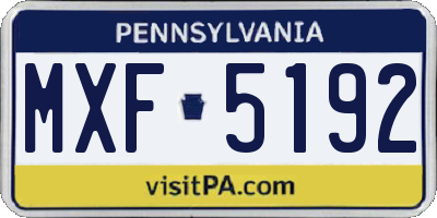 PA license plate MXF5192