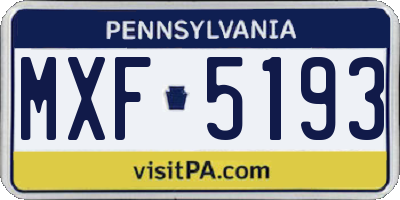 PA license plate MXF5193