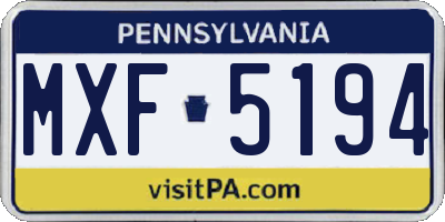 PA license plate MXF5194