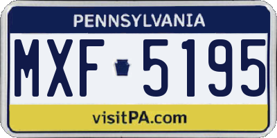 PA license plate MXF5195