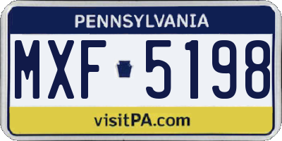 PA license plate MXF5198