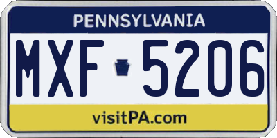 PA license plate MXF5206