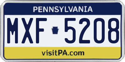PA license plate MXF5208