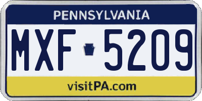 PA license plate MXF5209