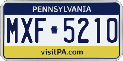 PA license plate MXF5210