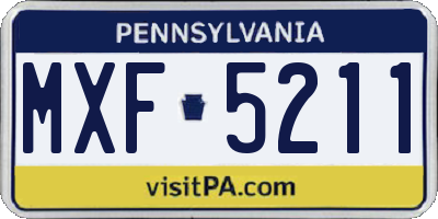 PA license plate MXF5211