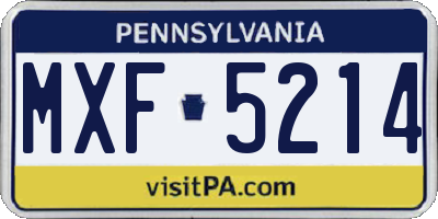 PA license plate MXF5214