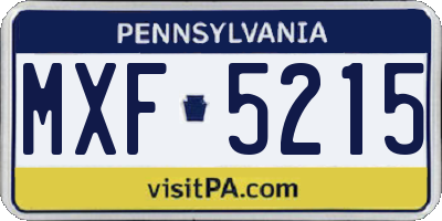 PA license plate MXF5215