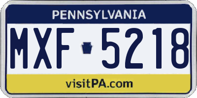 PA license plate MXF5218