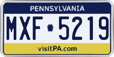 PA license plate MXF5219