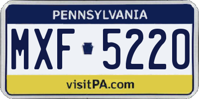 PA license plate MXF5220