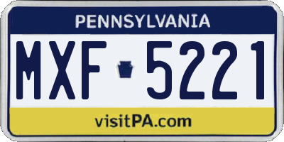 PA license plate MXF5221