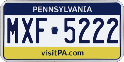 PA license plate MXF5222