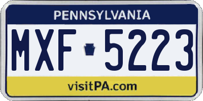 PA license plate MXF5223