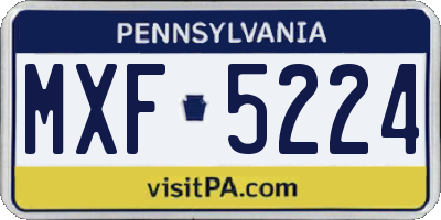 PA license plate MXF5224