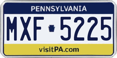 PA license plate MXF5225