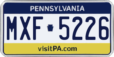 PA license plate MXF5226
