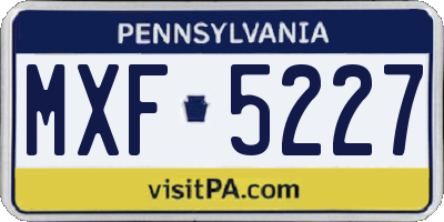 PA license plate MXF5227