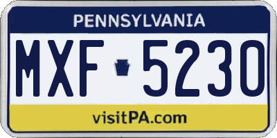 PA license plate MXF5230