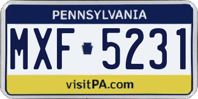 PA license plate MXF5231