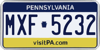 PA license plate MXF5232
