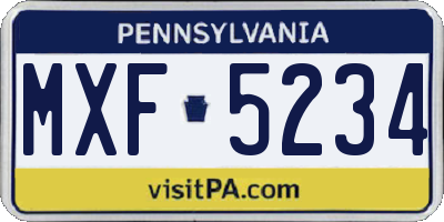 PA license plate MXF5234