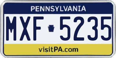 PA license plate MXF5235