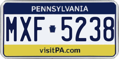 PA license plate MXF5238