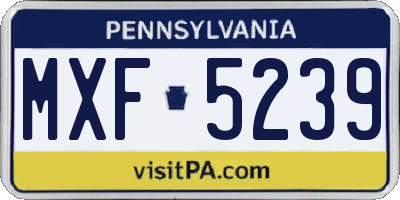 PA license plate MXF5239