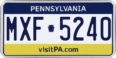 PA license plate MXF5240
