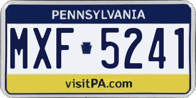 PA license plate MXF5241
