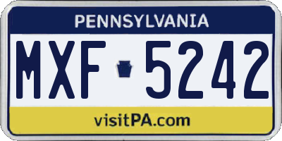 PA license plate MXF5242