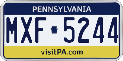 PA license plate MXF5244