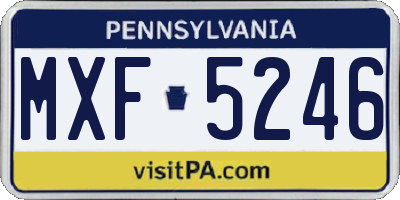 PA license plate MXF5246