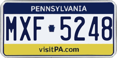 PA license plate MXF5248