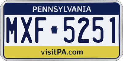 PA license plate MXF5251