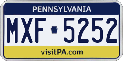 PA license plate MXF5252