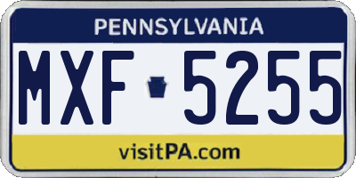 PA license plate MXF5255